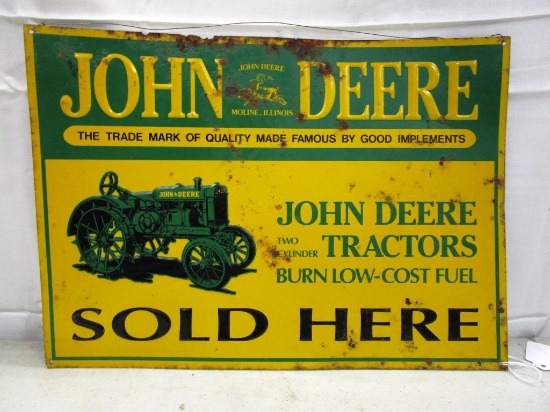106-21 John Deere Sold Here Tin Sign