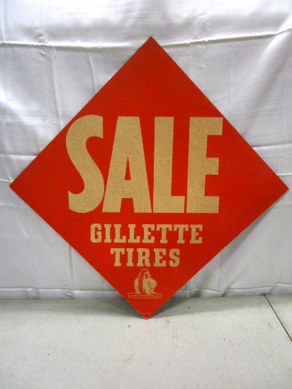 106-28 Vintage Gillett Tires Cardboard Advertising Sign