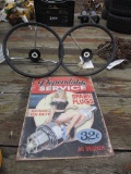 99-499 Sparkplug Sign with 2 Steering Wheels