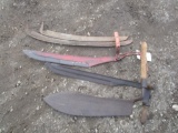 129-267 Lot of (2) Primitive Hay Knives and (2) Scythes