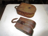 129-122 Lot of 2 Wood Pulley's