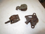 129-123 Lot of 3 Steel Block and Tackles