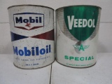 129-161 Lot of (2) Gallon Oil Cans - Mobil and Veedol