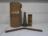 129-162 Lot w/ Oil Jar Spout and Tire Patch Kit