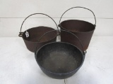 129-185 Lot of 3 Cast Iron Pots