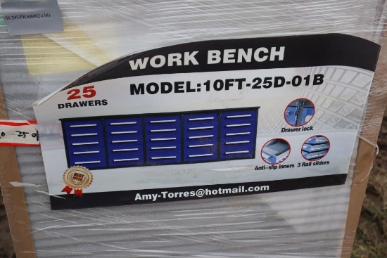 127-54 NEW Blue 10' 25 Drawer Toolbox