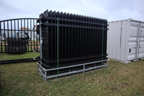 127-45 NEW Lot (30) Sections of Black Galvanized Fence Panels and Posts