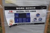 127-48 NEW Blue 7' 18 Drawer Toolbox w/ Back