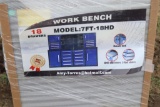 127-114 NEW Blue 7' 18 Drawer Toolbox w/ Back