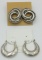 TWO PAIRS OF BOLD .925 HOOP STYLE EARRINGS TWO PAIRS OF BOLD .925 HOOP STYLE EARRINGS FOR PIERCED EA