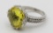 JUDITH RIPKA .925 RING WITH CZS & YELLOW STONE JUDITH RIPKA STERLING SILVER RING WITH CZ'S AND YELLO