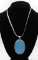 BLUE PENDANT ON .925 CHAIN LARGE AND BOLD BLUE STONE PENDANT ON A STERLING SILVER CHAIN. 24