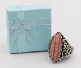 BEAUITFUL PALE PINK AGATE STERLING SILVER RING BEAUITFUL PALE PINK AGATE STERLING SILVER RING. AZTEC