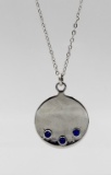 STERLING SILVER PENDANT WITH SAPPHIRE STONES STERLING SILVER PENDANT WITH SAPPHIRE STONES ON A 15