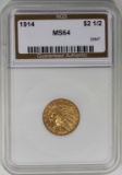 1914 $2.50 GOLD INDIAN NGS GEM BU