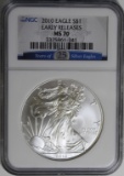 2010 AMERICAN SILVER EAGLE NGC MS 70 EARLY RELEASE 2010 AMERICAN SILVER EAGLE NGC MS70 EARLY RELEASE
