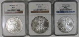 3 NGC MS 69 AMERICAN SILVER EAGLES 3 NGC MS 60 AMERICAN SILVER EAGLES - 2004, 2005 AND 2006. ESTIMAT