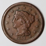 1857 LARGE CENT LARGE DATE VF KEY COIN. NICE! 1857 LARGE CENT LARGE DATE VF KEY COIN. NICE! ESTIMATE