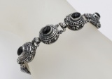 INDONESIA STERLING SILVER AND ONYX BRACELET INDONESIA STERLING SILVER AND ONYX BRACELET. 7