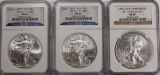 NGC MS69 AMERICAN SILVER EAGLES (09, 10, 11) NGC AMERICAN SILVER EAGLES GRADED MS 69 - 2009, 2010 AN