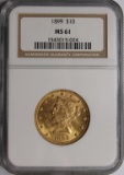 1899 $10 LIBERTY GOLD NGC MS61