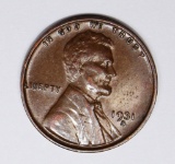 1931-S LINCOLN CENT XF-AU KEY COIN. 1931-S LINCOLN CENT XF-AU KEY COIN. ESTIMATE: $100-$150