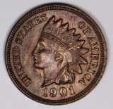 1901 INDIAN CENT GEM BU+ BROWN 1901 INDIAN CENT GEM BU+ BROWN. ESTIMATE: $125-$150