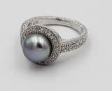 AFFINITY PEARL AND DIAMOND STERLING SILVER RING AFFINITY PEARL AND DIAMON STERLING SILVER RING. SIZE