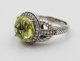 JUDITH RIPKA RING WITH PALE GREEN STONE JUDITH RIPKA STERLING SILVER RING WITH PALE GREEN STONE. PRE
