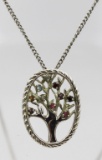 .925 NECKLACE WITH FAMILY TREE AND BIRTHSTONES STERLING SILVER NECKLACE WITH FAMILY TREE AND VARIOUS