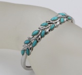 BEAUTIFUL STERLING SILVER BANGLE WITH TURQUOISE DETAILING
