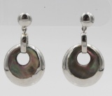 ABAOLONE AND STERLING SILVER EARRINGS BEAUTIFUL ABALONE SHELL AND STERLING SILVER EARRINGS FOR PIERC