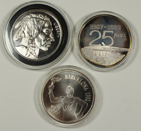 (3) 1 OZ. .999 SILVER ROUNDS.