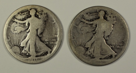 WALKING LIBERTY HALVES: 1916 AG/G & 1916-S GOOD