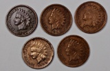 INDIAN CENTS: 1893, 1894, 1895, 1896 AND 1897