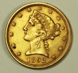 1892 $5 GOLD LIBERTY