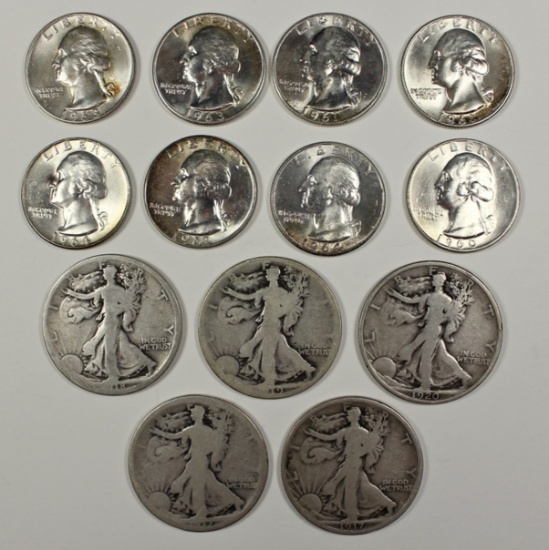 LOT: 8 DIFFERENT CH BU SILVER