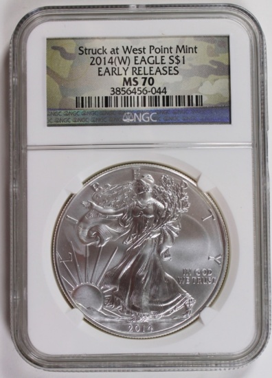 2014 (W)  AMERICAN SILVER EAGLE, NGC MS-70