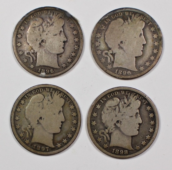 BARBER HALF DOLLARS: 1896 VG, 1896-O AG/G