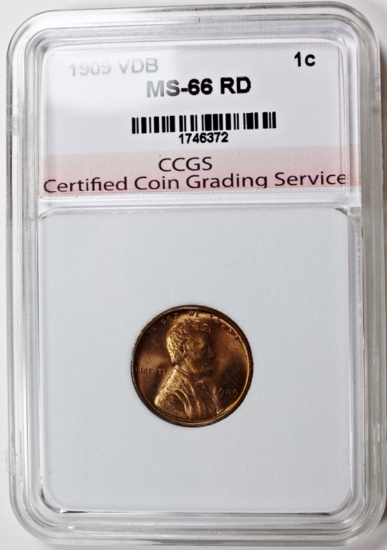 1909-VDB LINCOLN CENT, SUPERB GEM BU RED