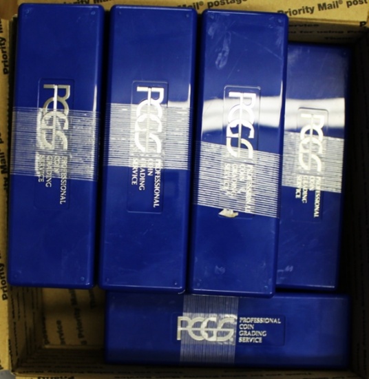 (8) PCGS BLUE PLASTIC BOXES