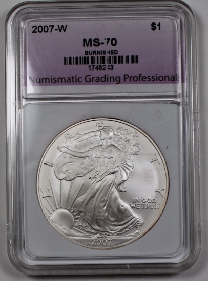 2007-W BURNISHED AMERICAN SILVER EAGLE NGP