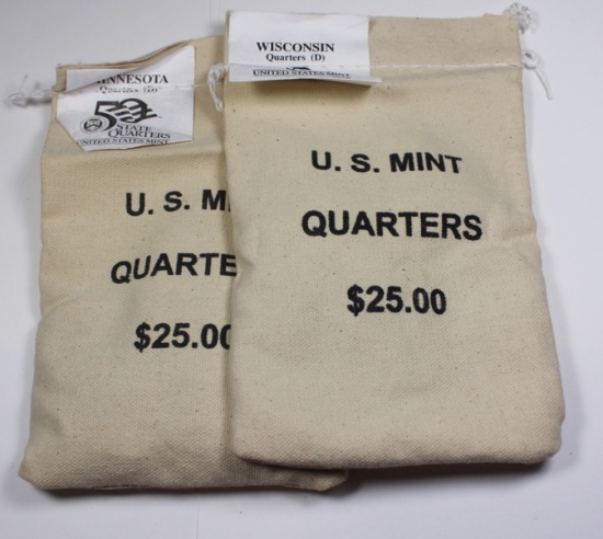 TWO BAGS OF SEALED $25 FACE VALUE STATE QUARTERS