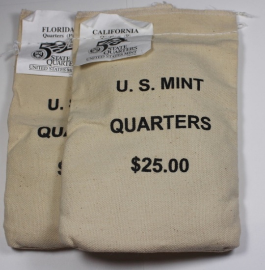 TWO BAGS SEALED $25 FACEVALUE STATE QUARTERS