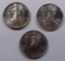 THREE AMERICAN SILVER EAGLES