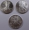 THREE AMERICAN SILVER EAGLES