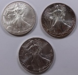 LOT OF THREE AMERICAN SILVER EAGLES