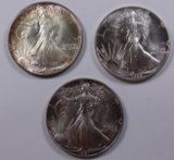 THREE PIECES  AMERICAN SILVER EAGLES