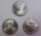 3 PIECE GEM BU AMERICAN SILVER EAGLES