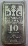 10 OZ .999 SILVER BAR